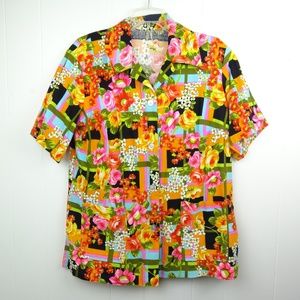 Vintage Retro Floral Button Front Down Shirt